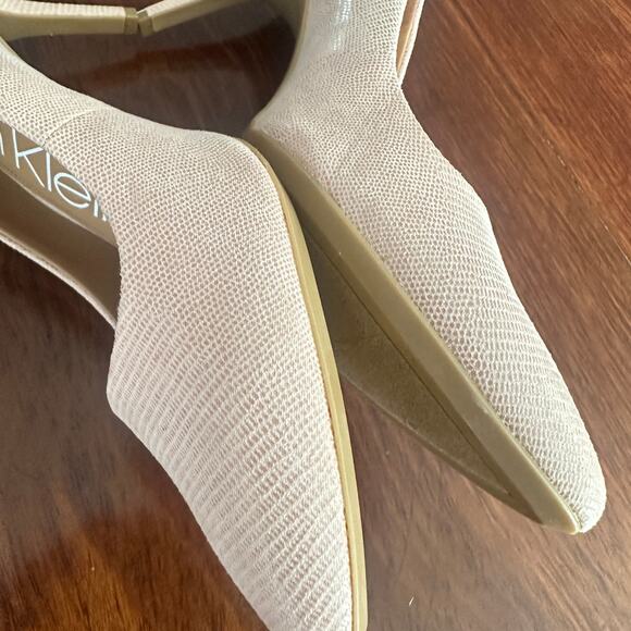 Calvin Klein Kamara Sz 9 Nude Peach Blush Snakeprint Pumps Heels - Picture 4 of 9